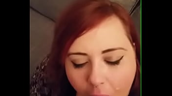 Redhead from giving a blowjob until explosive cum