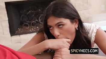 Latina babe is a hell of a cock sucker