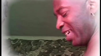 Threesome in the stable with a white cock and a black one