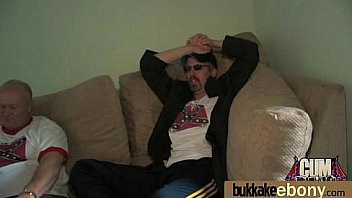 Ebony babe sucks too many white cocks 17