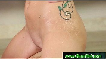 Nuru massage with busty asian and hardcore fucking on air matress 11