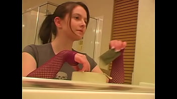 A chubby cute girl spends the day at her daddy's house