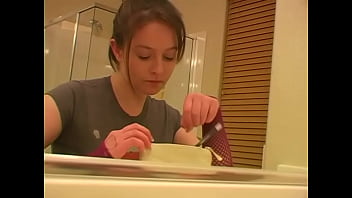 A chubby cute girl spends the day at her daddy's house