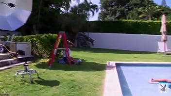 Wonderful cutie having fun at the pool