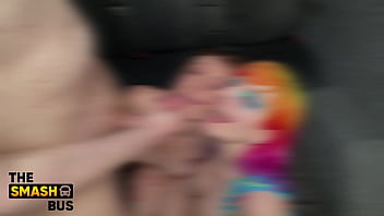 Two sluts taking dick on the smash bus