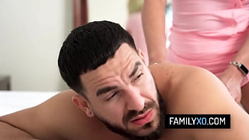 Pervy stud fucks his blonde stepmom and stepsister dressed as superheroines