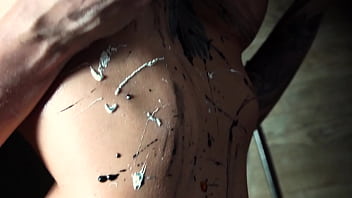 Youtube show and busty beauty big fake tits covered in body paint unleashes erotic masterpiece eva gold