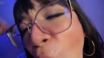 Cute girl with glasses gives me an amazing blowjob delicious