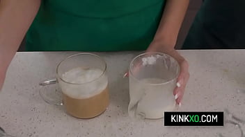 Naughty boss fucks his new teen coffee baristas