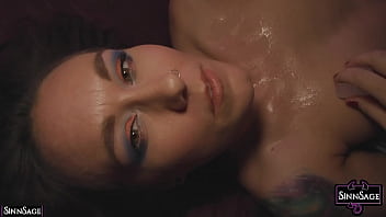 Sinn sage showing off her body while rubs an ice cube ion her body