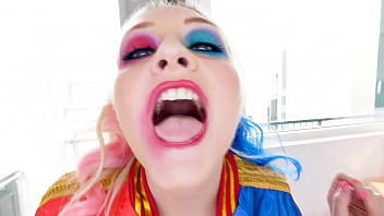 Arielle aquinas sexy harley quinn look a like huge cock blowjob and cum swallow uses fleshlight to get him hard