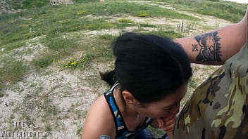 Black lynn gives me sloppy head outdoors