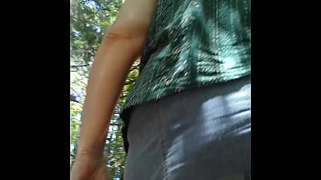 Hot milf giving friend a blowjob in the woods
