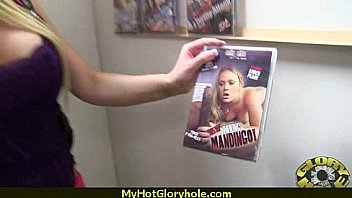 Nasty slut sucks big cock at gloryhole 16