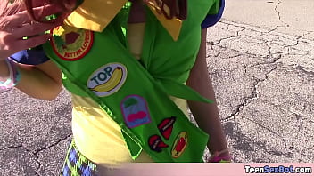 Cookie seller teenie rough fucked