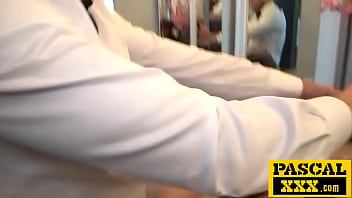 Young wildcat in straps tamed by rough relentless pounding