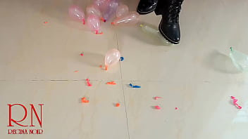 Small balloons pop with high heels boots cam 2