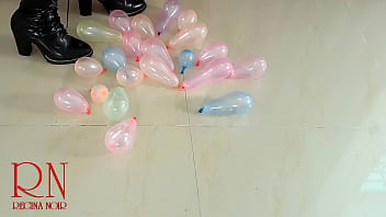 Small balloons pop with high heels boots cam 2