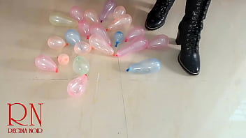 Small balloons pop with high heels boots cam 2 Small balloons pop with high heels boots cam 2