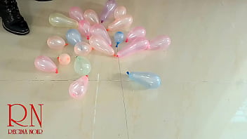 Small balloons pop with high heels boots cam 2