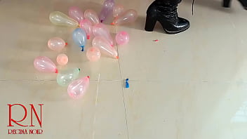 Small balloons pop with high heels boots cam 2