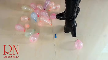 Small balloons pop with high heels boots cam 2