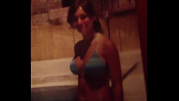 Tribute on brunette slut in swimsuit