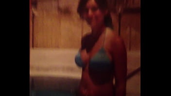 Tribute on brunette slut in swimsuit