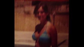 Tribute on brunette slut in swimsuit