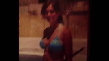 Tribute on brunette slut in swimsuit