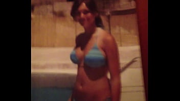 Tribute on brunette slut in swimsuit