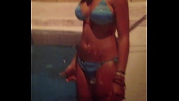 Tribute on brunette slut in swimsuit