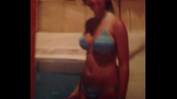 Tribute on brunette slut in swimsuit