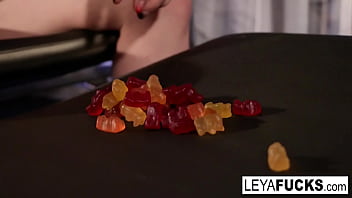 Hot blonde puts it in her butt