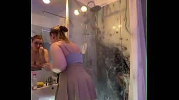 Masturbating with big dick in the bathroom