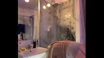 Masturbating with big dick in the bathroom