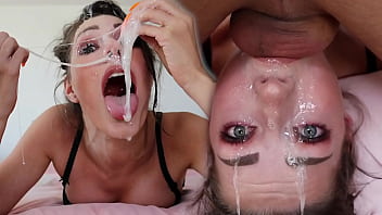 Sweet little mouth takes huge cock