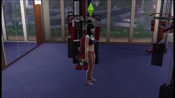 Busty nerdy asain female gets aroused while exercising at local gym