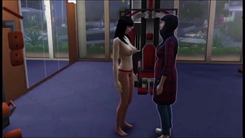 Busty nerdy asain female gets aroused while exercising at local gym