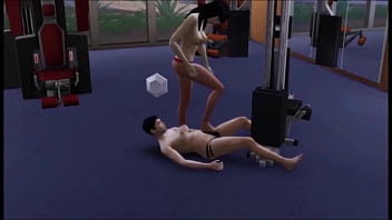 Busty nerdy asain female gets aroused while exercising at local gym