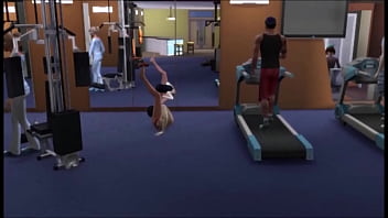 Busty nerdy asain female gets aroused while exercising at local gym