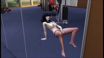 Busty nerdy asain female gets aroused while exercising at local gym Busty nerdy asain female gets aroused while exercising at local gym