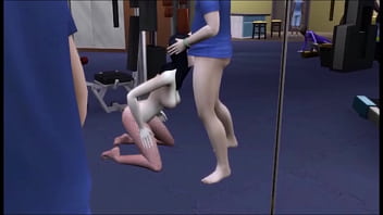 Busty nerdy asain female gets aroused while exercising at local gym