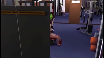 Busty nerdy asain female gets aroused while exercising at local gym