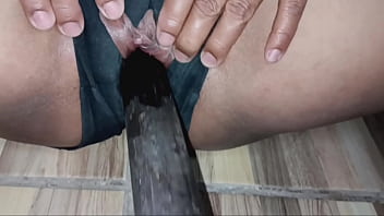 Riding on my friend's cock he cums so many times that he leaves me full