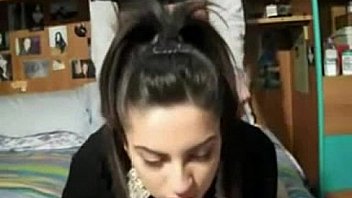 3485776 dark haired teen and her nerdy boyfriend