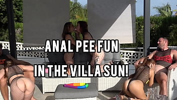 Anal pee fun at the villa