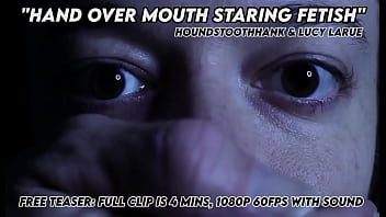 Hand over mouth staring fetish with houndstoothhank