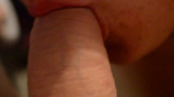 Masked girlfriend sucks boyfriends big cock