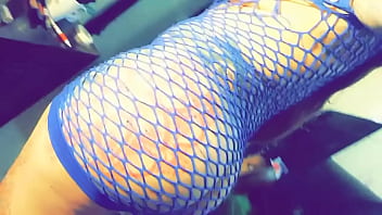 Fishnet dress and horny